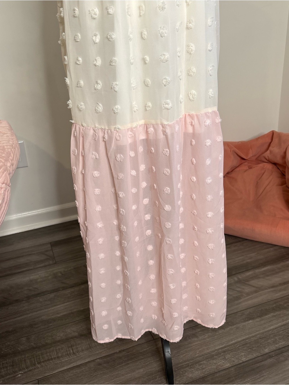 Andrée by Unit Maxi Dress M Pink White Swiss Dot - Picture 4 of 9